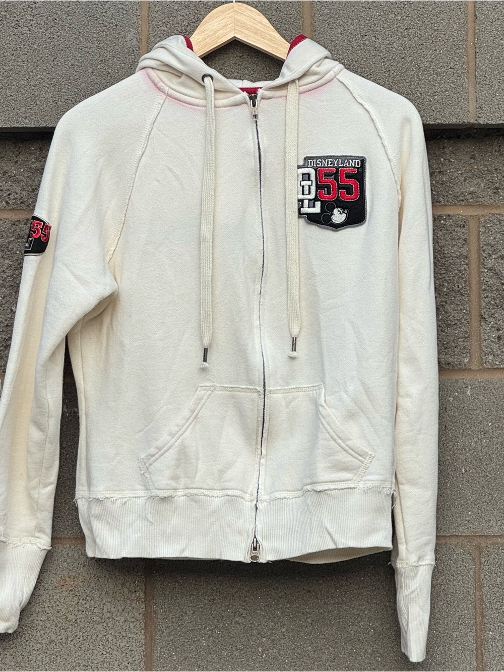Women’s Vintage Y2K Disneyland 55 Mickey Mouse Patch Full Zip Hoodie Large